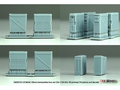 Us M242 25mm Ammunition Box Set - 3d Printed (10 Pcs And Decals) - zdjęcie 6