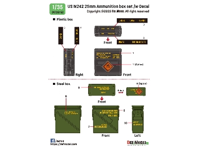 Us M242 25mm Ammunition Box Set - 3d Printed (10 Pcs And Decals) - zdjęcie 11