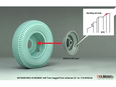Us M3/M3a1 Half Track - Sagged Front Wheel Set 2 (For Ahhq Kits) - zdjęcie 6