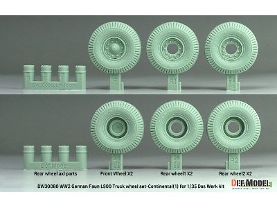 German Wwii Faun L900 - Truck Wheel Set 1 Continental (For Das Werk Kits) - zdjęcie 2