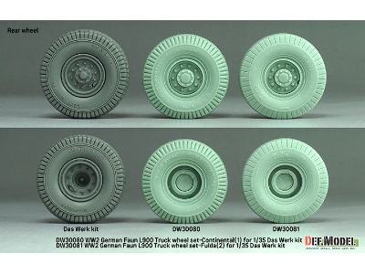 German Wwii Faun L900 - Truck Wheel Set 1 Continental (For Das Werk Kits) - zdjęcie 6
