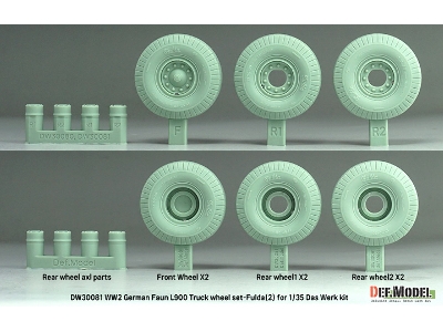 German Wwii Faun L900 - Truck Wheel Set 2 Fulda (For Das Werk Kits) - zdjęcie 4