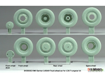 German Wwii Mercedes L4500 A - Truck Wheel Set (For Trumpeter Kits) - zdjęcie 3