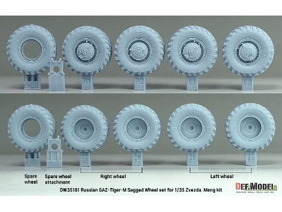 Russian Gaz Tigr-m - Sagged Wheel Set (For Zvezda And Meng Kits) - zdjęcie 3