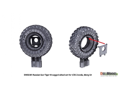 Russian Gaz Tigr-m - Sagged Wheel Set (For Zvezda And Meng Kits) - zdjęcie 8