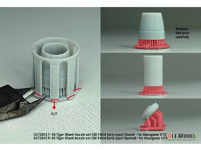 F-20 Tigershark - Nozzle Set Opened (Ge Yf404-100 / For Hasegawa Kits) - zdjęcie 2