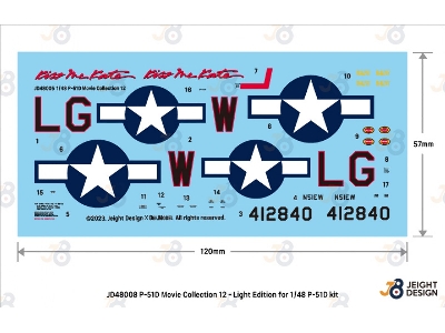 North American P-51 D Mustang - Decal Set Movie Collection No.12 (Light Edition) - zdjęcie 2