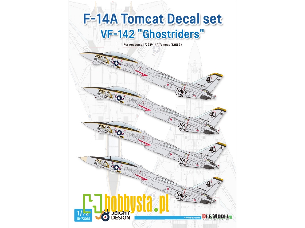 Grumman F-14 A Tomcat - Vf-142 Ghostriders Decal Set (For Academy Kits) - zdjęcie 1 Grumman F-14 A Tomcat - Vf-142 Ghostriders Decal Set (For Academy Kits) - zdjęcie 1