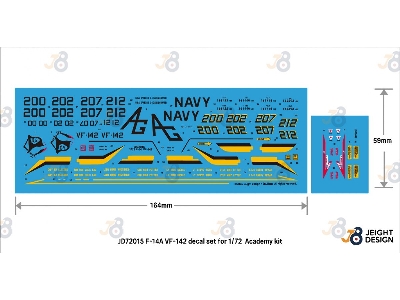 Grumman F-14 A Tomcat - Vf-142 Ghostriders Decal Set (For Academy Kits) - zdjęcie 2