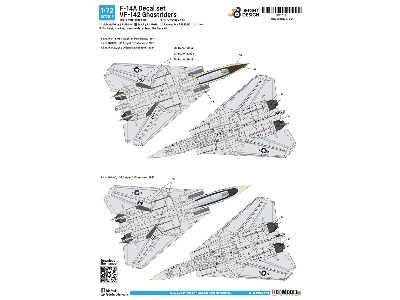Grumman F-14 A Tomcat - Vf-142 Ghostriders Decal Set (For Academy Kits) - zdjęcie 4