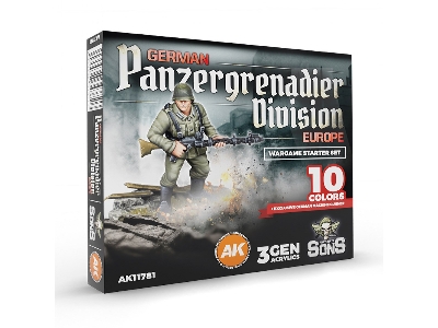 German Panzergrenadier Division Europe - Wargame Starter Set (10 Colors + Exclusive Figure German Machine Gunner) - zdjęcie 1