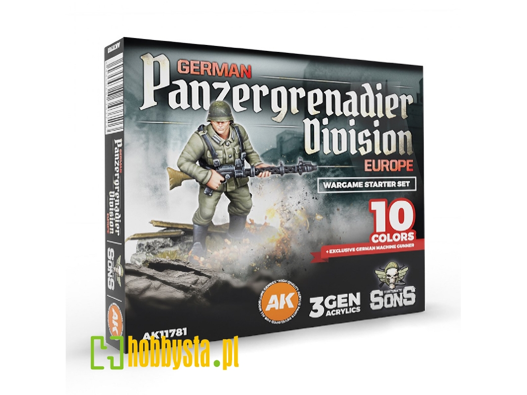 German Panzergrenadier Division Europe - Wargame Starter Set (10 Colors + Exclusive Figure German Machine Gunner) - zdjęcie 1 German Panzergrenadier Division Europe - Wargame Starter Set (10 Colors + Exclusive Figure German Machine Gunner) - zdjęcie 1