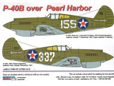 Curtiss P-40 B Tomahawk Over Pearl Harbor (Decals For 2 Planes) - zdjęcie 1