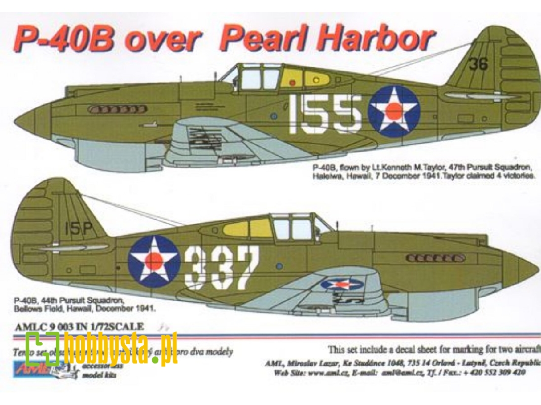Curtiss P-40 B Tomahawk Over Pearl Harbor (Decals For 2 Planes) - zdjęcie 1 Curtiss P-40 B Tomahawk Over Pearl Harbor (Decals For 2 Planes) - zdjęcie 1