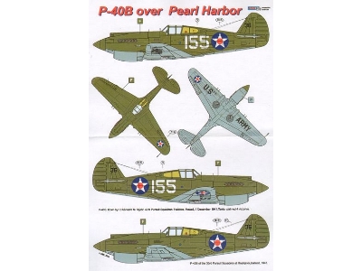 Curtiss P-40 B Tomahawk Over Pearl Harbor (Decals For 2 Planes) - zdjęcie 2