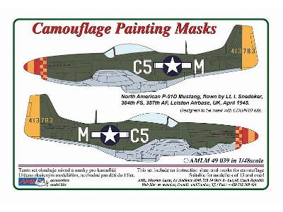 North American P-51 D-5 Mustang - Camouflage Pattern Paint Masks (Designed To Be Used With Eduard Kits) - zdjęcie 1