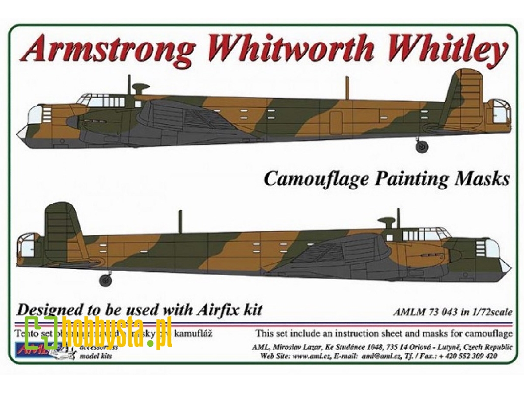 Armstrog Whittwort Whitley Mk.V - Camouflage Painting Masks (For Airfix Kits) - zdjęcie 1