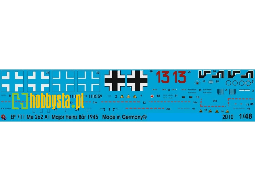 Markings For Me 262 Major Heinz Bär Ejg 2, March 1945 - zdjęcie 1
