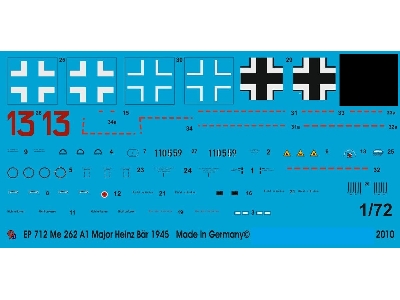 Markings For Me 262 Major Heinz Bär Ejg 2, March 1945 - zdjęcie 1