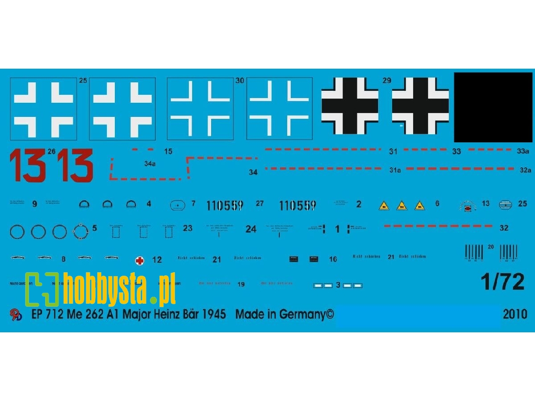 Markings For Me 262 Major Heinz Bär Ejg 2, March 1945 - zdjęcie 1