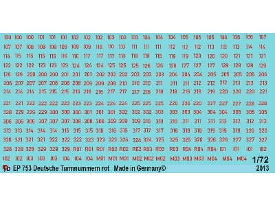 German Turret Numbers Red With White Outline - zdjęcie 1