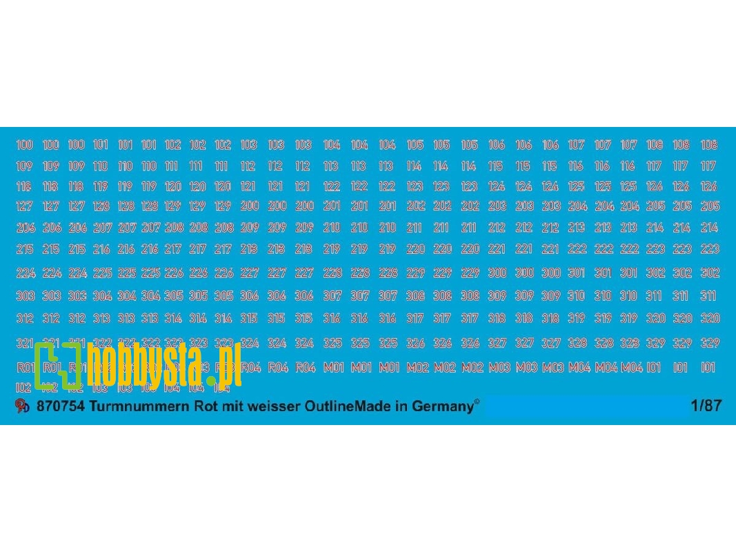 German Turret Numbers Red With White Outline - zdjęcie 1
