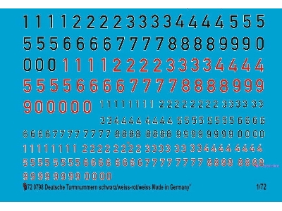 German Turret Numbers Black/White Outline And Red With White Outline - zdjęcie 1