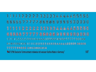 German Turret Numbers Black/White Outline And Red With White Outline - zdjęcie 1