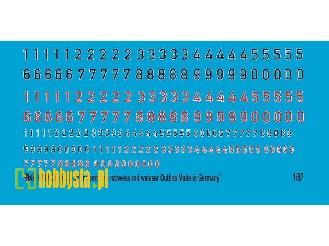 German Turret Numbers Black/White Outline And Red With White Outline - zdjęcie 1