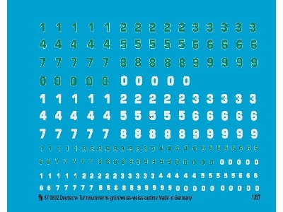 German Turret Numbers White Outline And Green With White Outline - zdjęcie 1