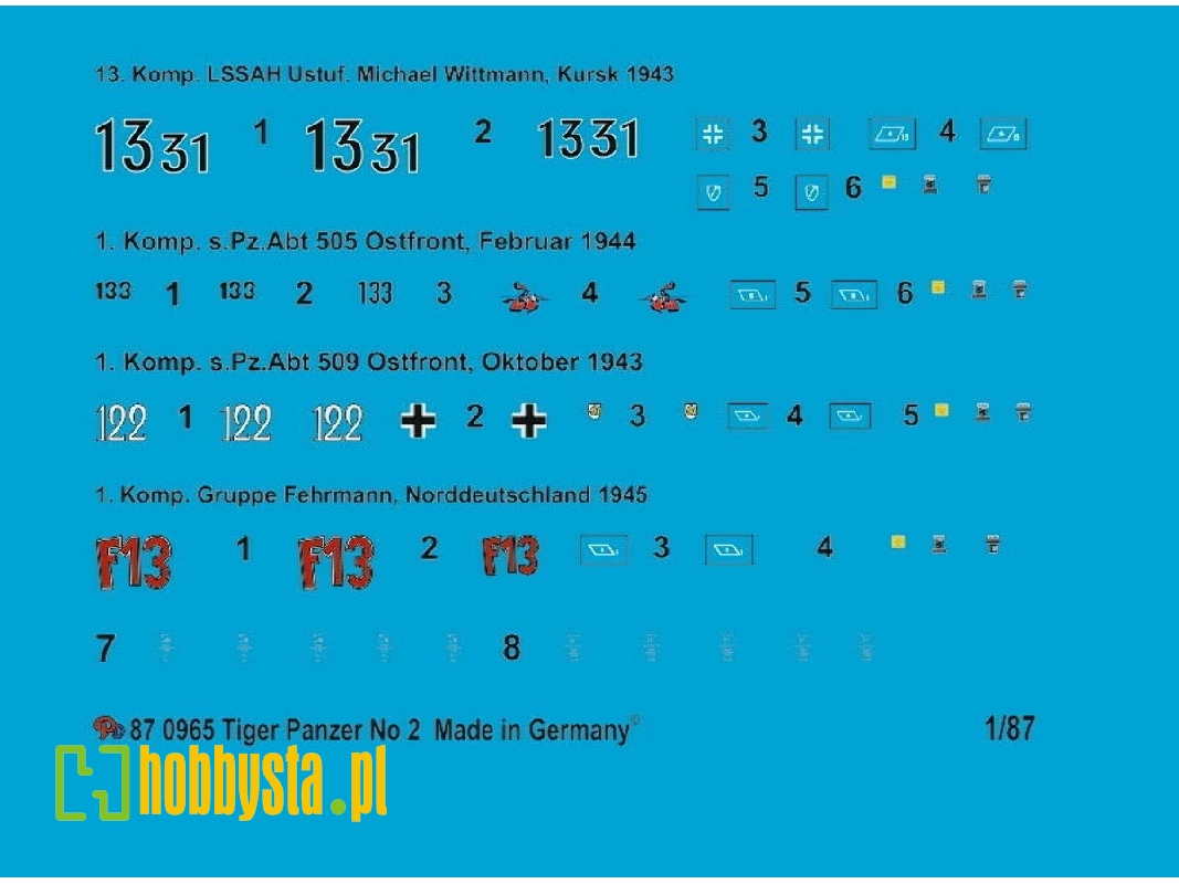Tiger Tank Markings Set No. 2 - zdjęcie 1