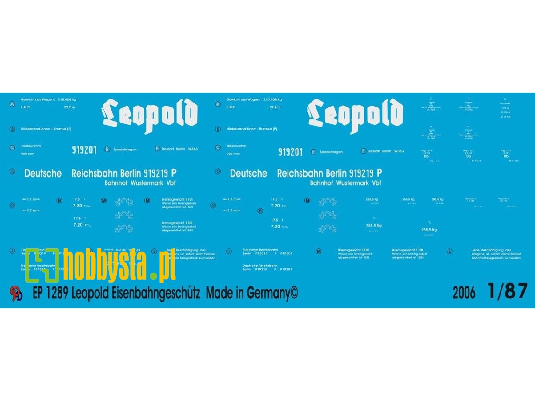 Markings For Leopold Railroad Gun - zdjęcie 1