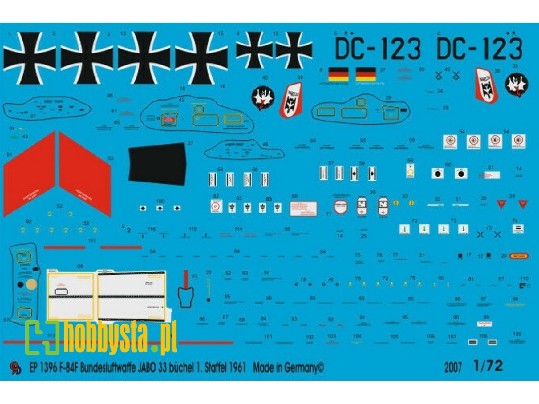 F-84f Bundesluftwaffe Jabo 33 Büchel 1. Staffel 1961 - zdjęcie 1