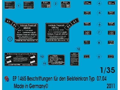Markings For 6 Ton Bielsteinkran Type G07.04 - zdjęcie 1