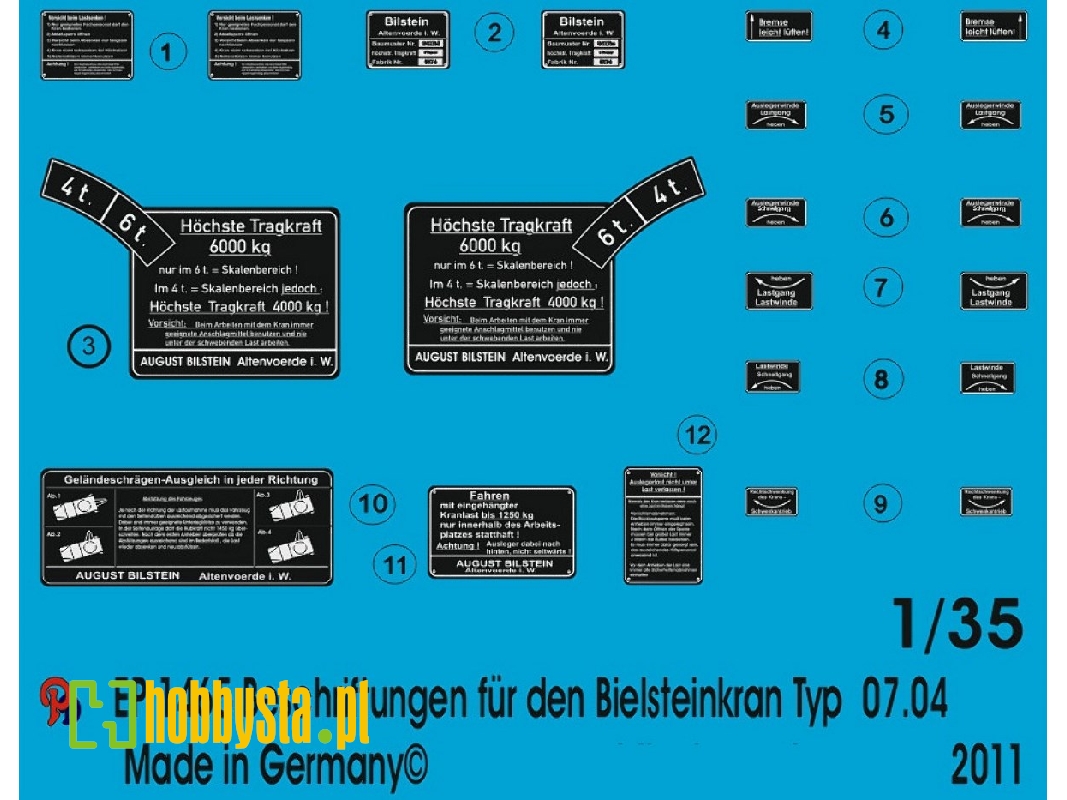 Markings For 6 Ton Bielsteinkran Type G07.04 - zdjęcie 1