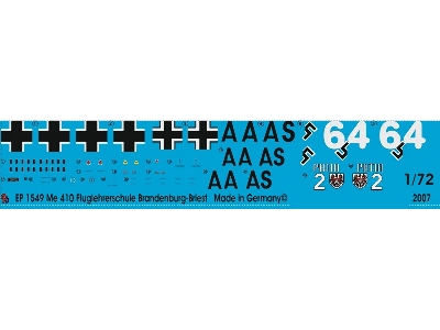 Markings For A Me 410 Airforce Training Unit Brandenburg-briest - zdjęcie 1