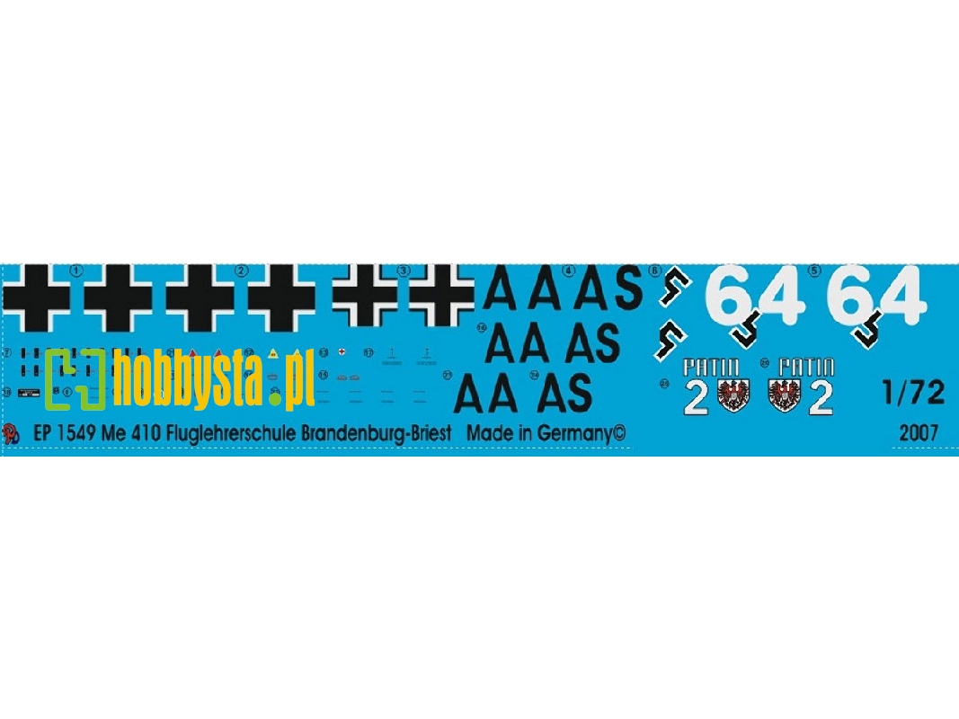Markings For A Me 410 Airforce Training Unit Brandenburg-briest - zdjęcie 1