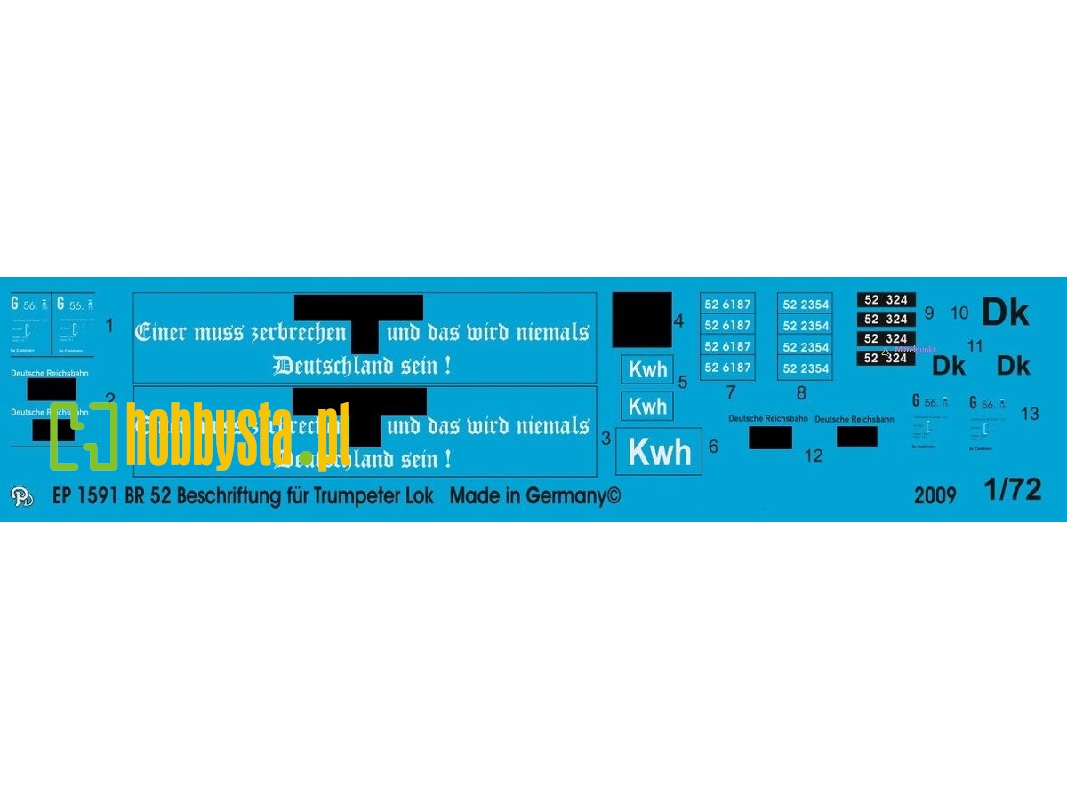 Br 52 Markings For Hobby Boss Steamer Br 52 - zdjęcie 1