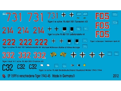 Tiger No. 4 - 6 Different Tiger Tanks 1943-1945 - zdjęcie 1
