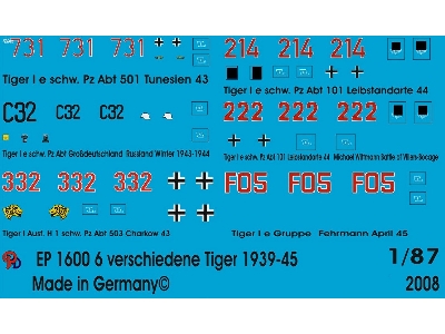 Tiger No. 4 - 6 Different Tiger Tanks 1943-1945 - zdjęcie 1