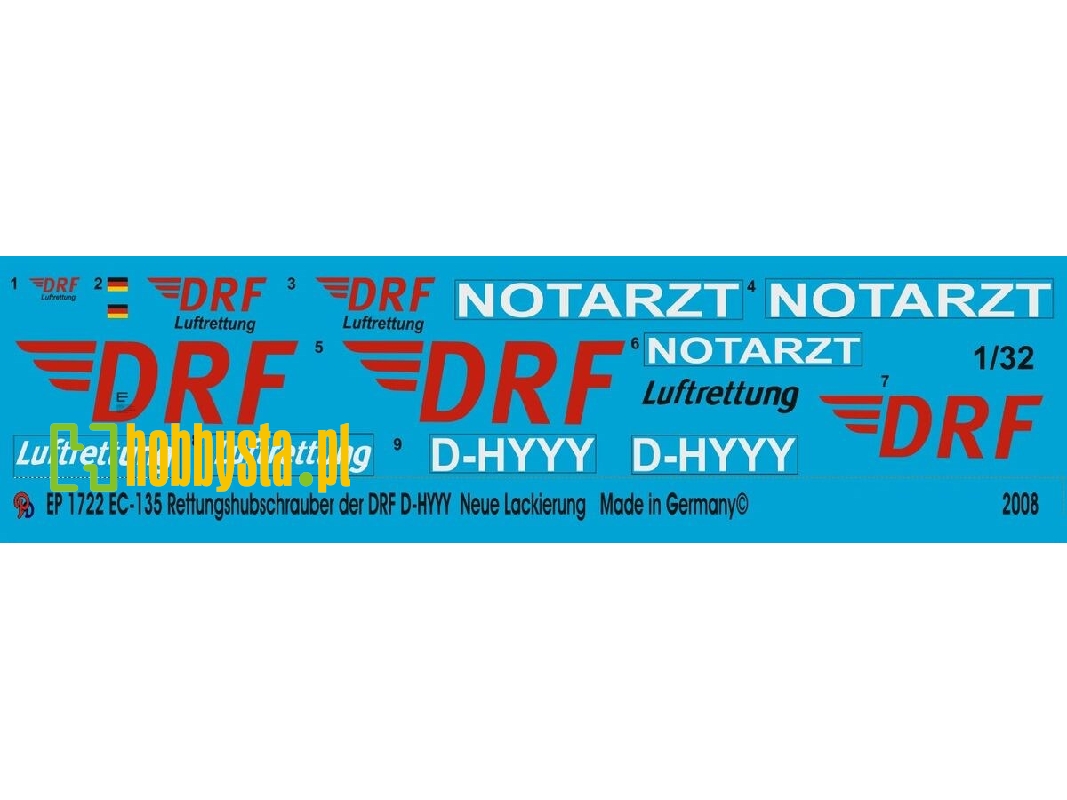 Ec 135 Rescue Helicopter Of The Drf D-hyyy New Drf Logo - zdjęcie 1