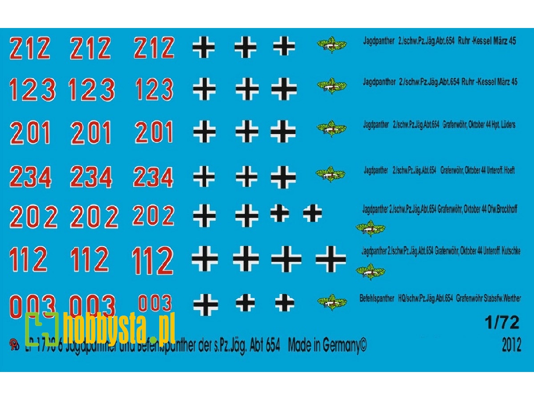 6 Hunting Panther And 1 Command Panther S. Pz. Jäg. Abt 654 1944-1945 - zdjęcie 1