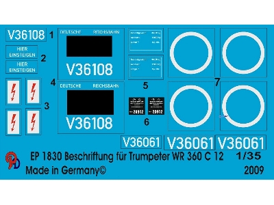 Lettering For Trumpeter Wr 360 C 12 Diesel Locomotive - zdjęcie 1