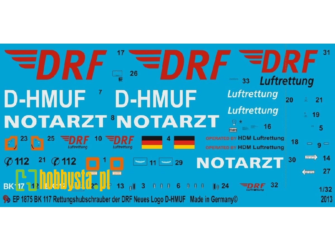 Bk 117 Rescue Helicopter With The New Drf Logo D-hmuf - zdjęcie 1