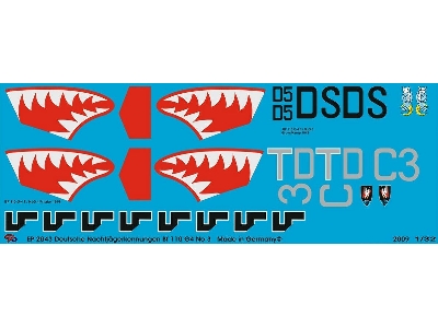 2 Markings For Bf 110 G 4 Night Fighter With Shark Mouth - zdjęcie 1