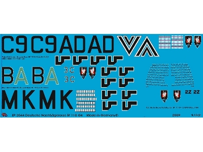3 Markings For Bf 110 G4 Night Fighter Acces Schaufer-zommer Bercker - zdjęcie 1
