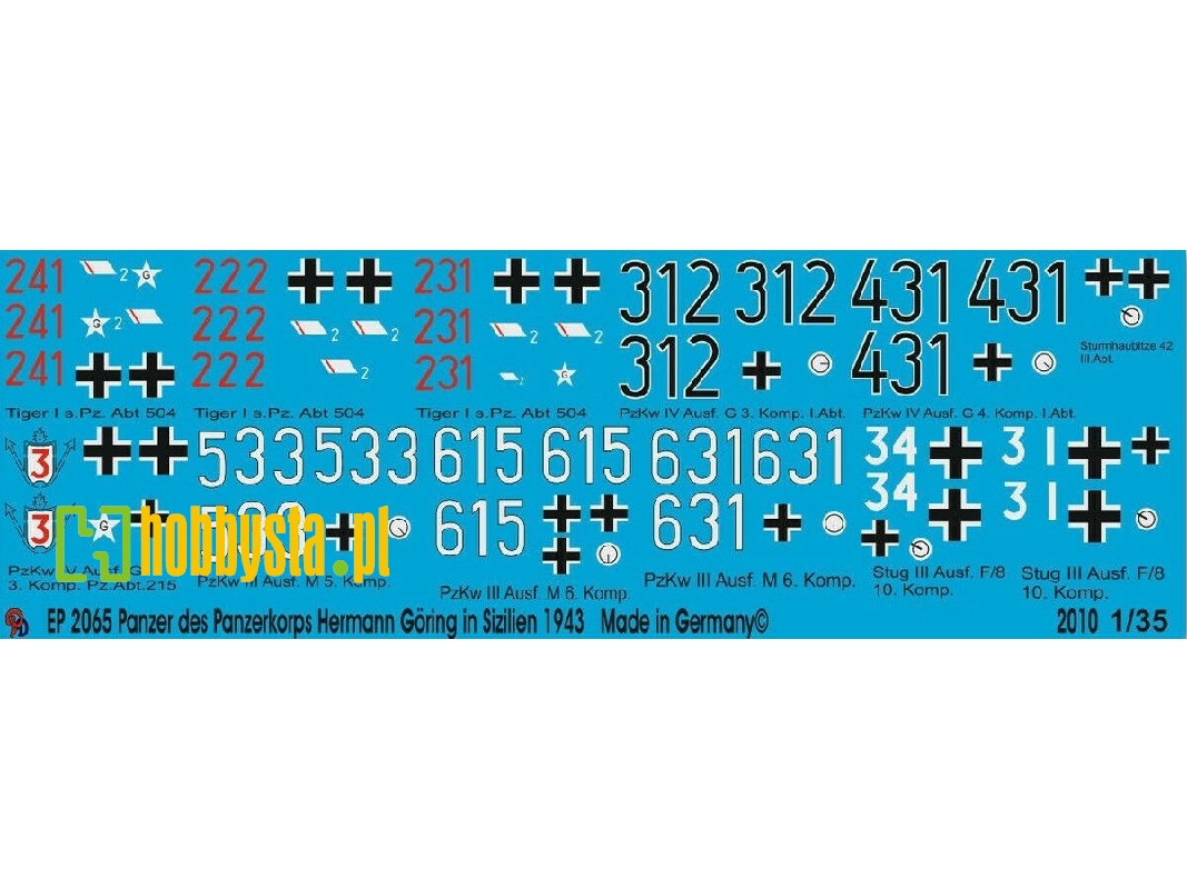 Tank Markings Of The Panzerkorps Hermann Göring In Italy 1943 - zdjęcie 1