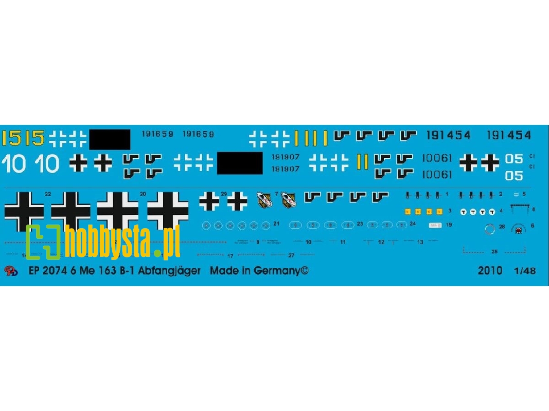 Markings For 6 Me 163 Rocket Fighters - zdjęcie 1