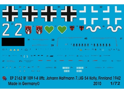 Bf 109 F-4 Uffz. Johann Halfmann 7/Jg 54 Kotly, Finland, July 1942 - zdjęcie 1