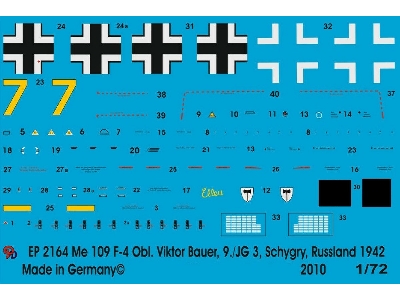 Bf 109 F-4 Oblt. Viktor Bauer, 9/Jg 3 Schygry, Russia 1942 - zdjęcie 1